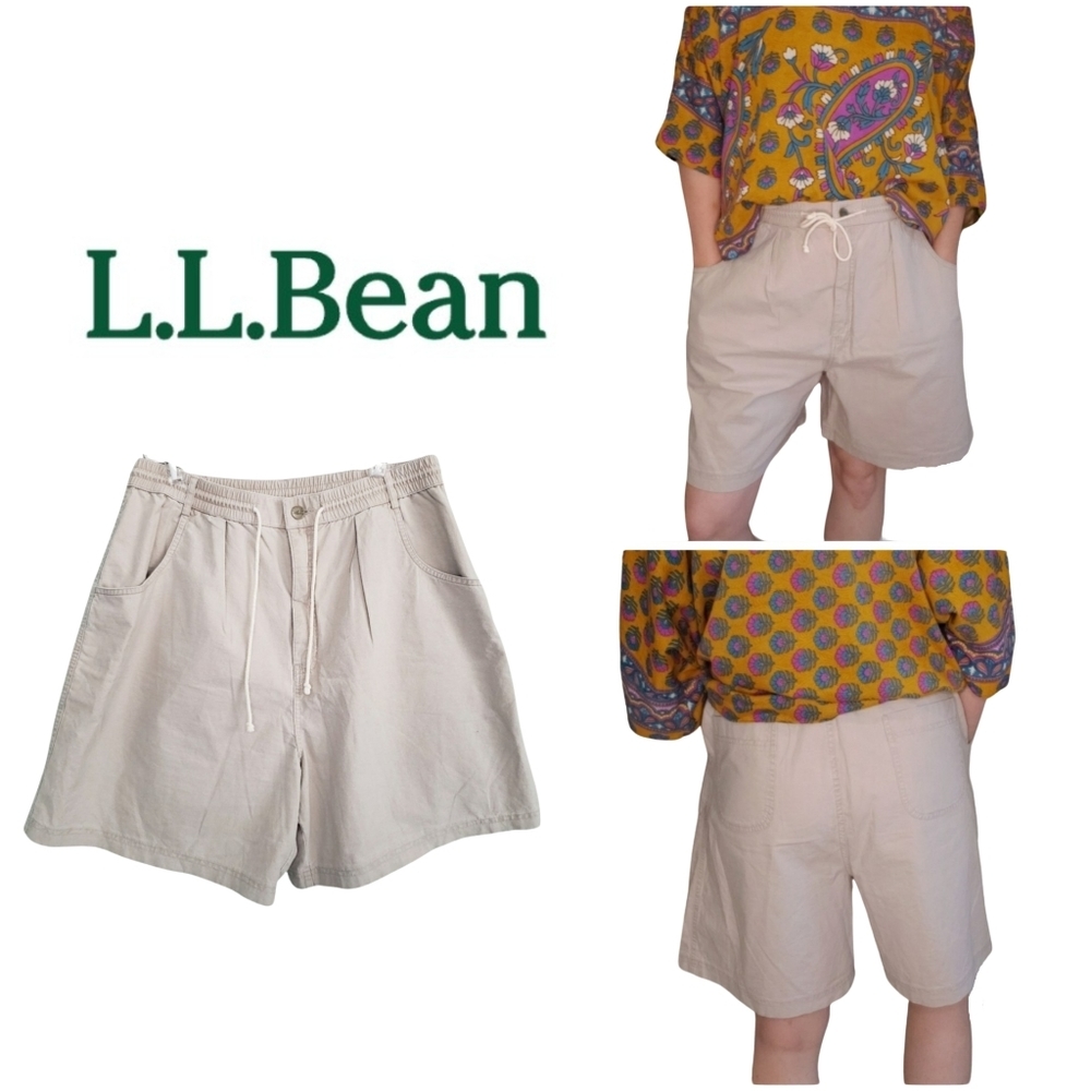 L.L. Bean Women's Light Beige Drawstring Cotton Shorts